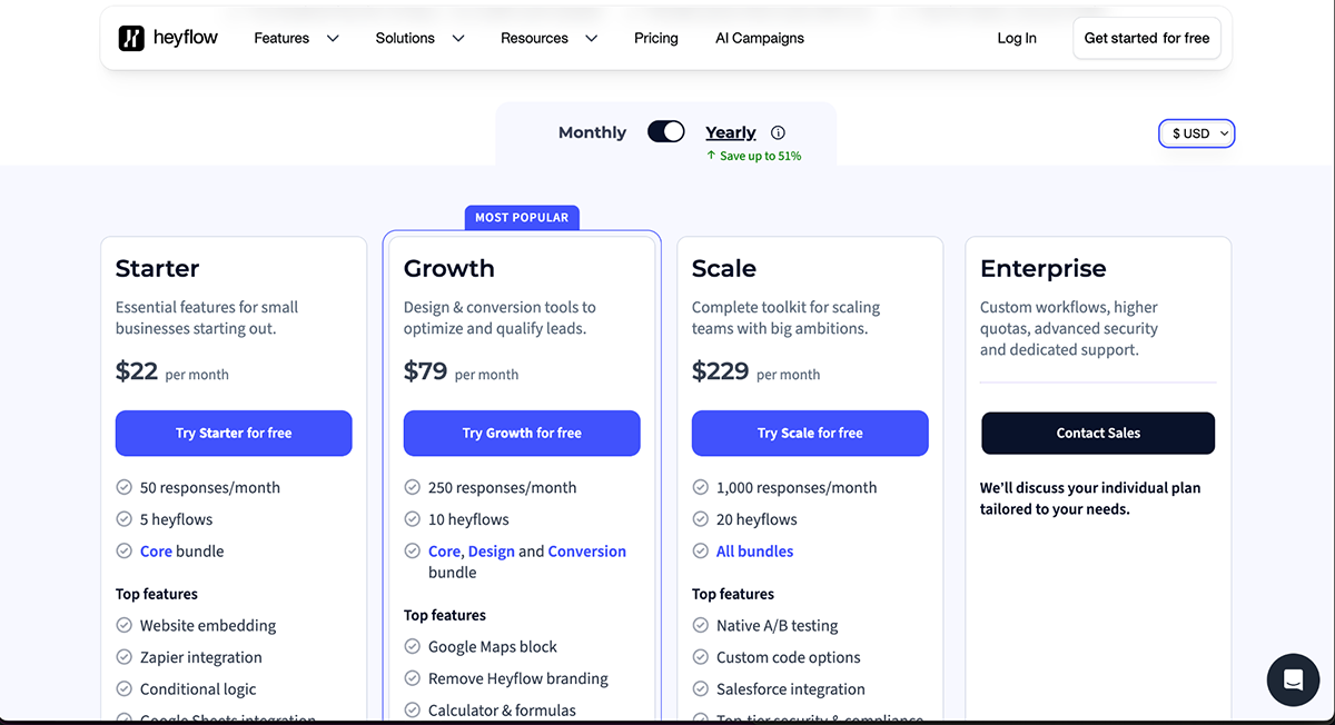 Heyflow Pricing Plans