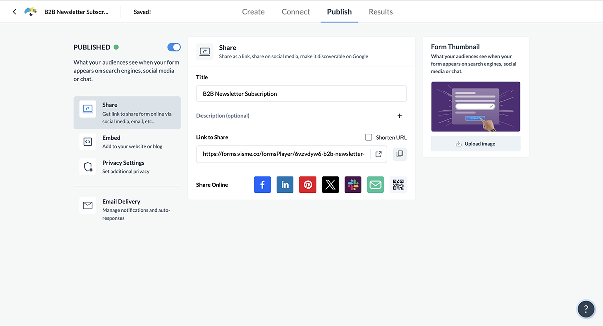 share Visme conditional logic forms social media
