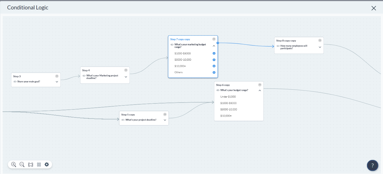 Visme forms conditional logic questions