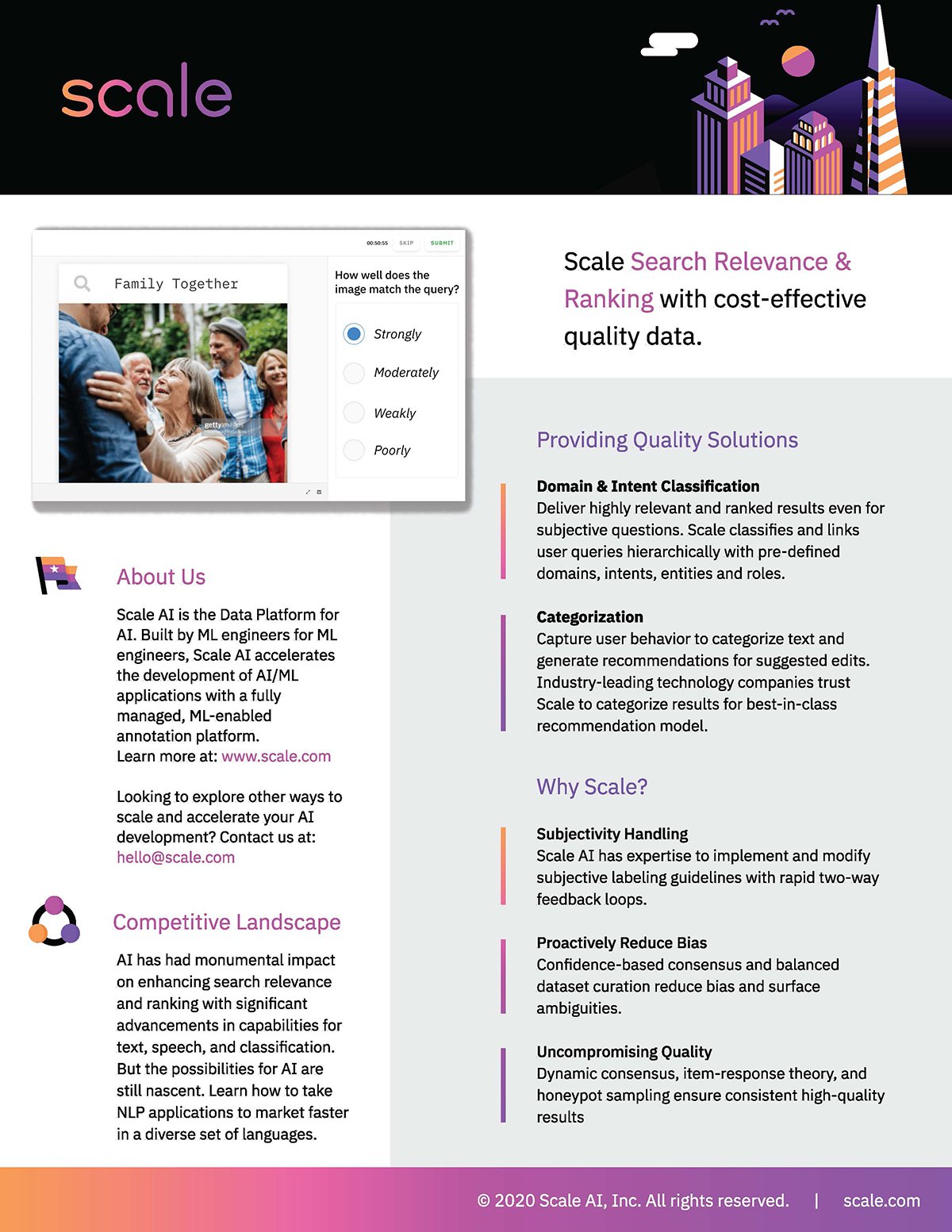 one pager layout ideas - Scale AI business one-pager