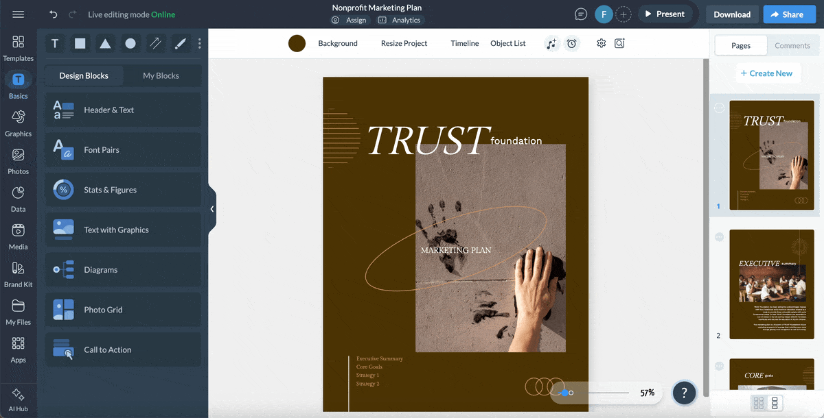  a GIF of sharing permissions with colleagues or board members to let them view, edit, or comment directly on your document.
