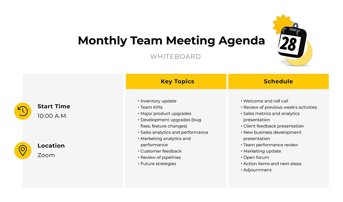 Team Meeting One-Pager Layout