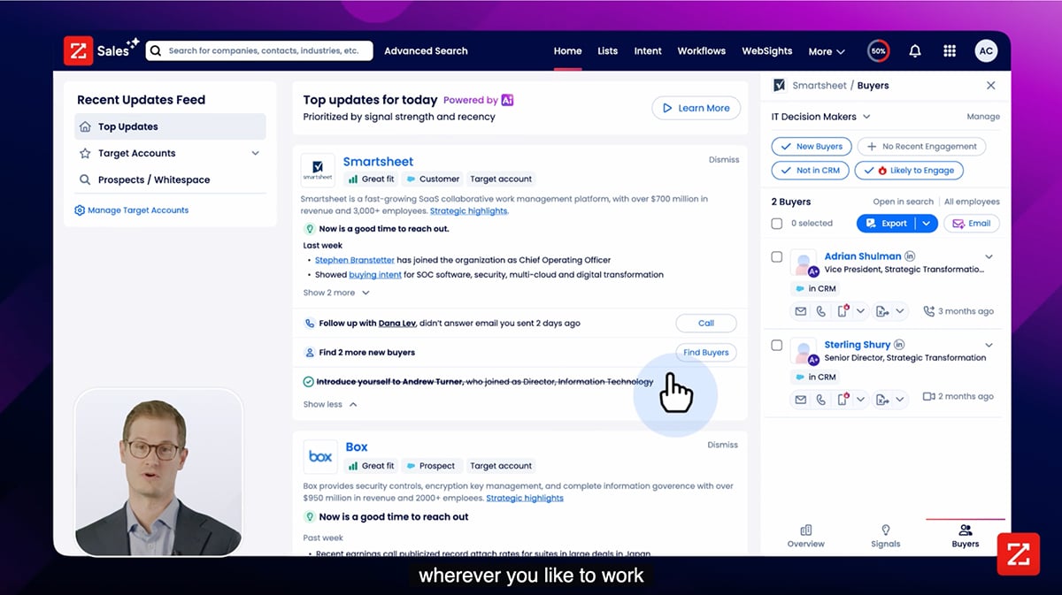 AI sales tools - ZoomInfo Sales