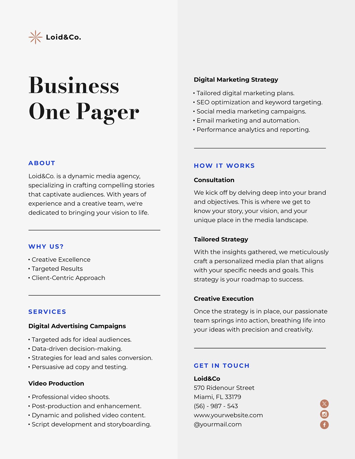 one pager layout - Business One Pager layout