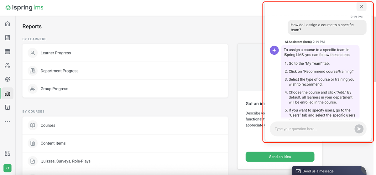 ai tools for learning and development - iSpringLMS