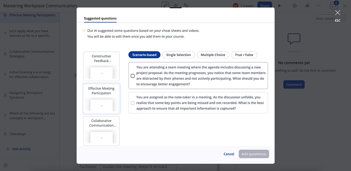 ai tools for learning and development - 360 Learning 