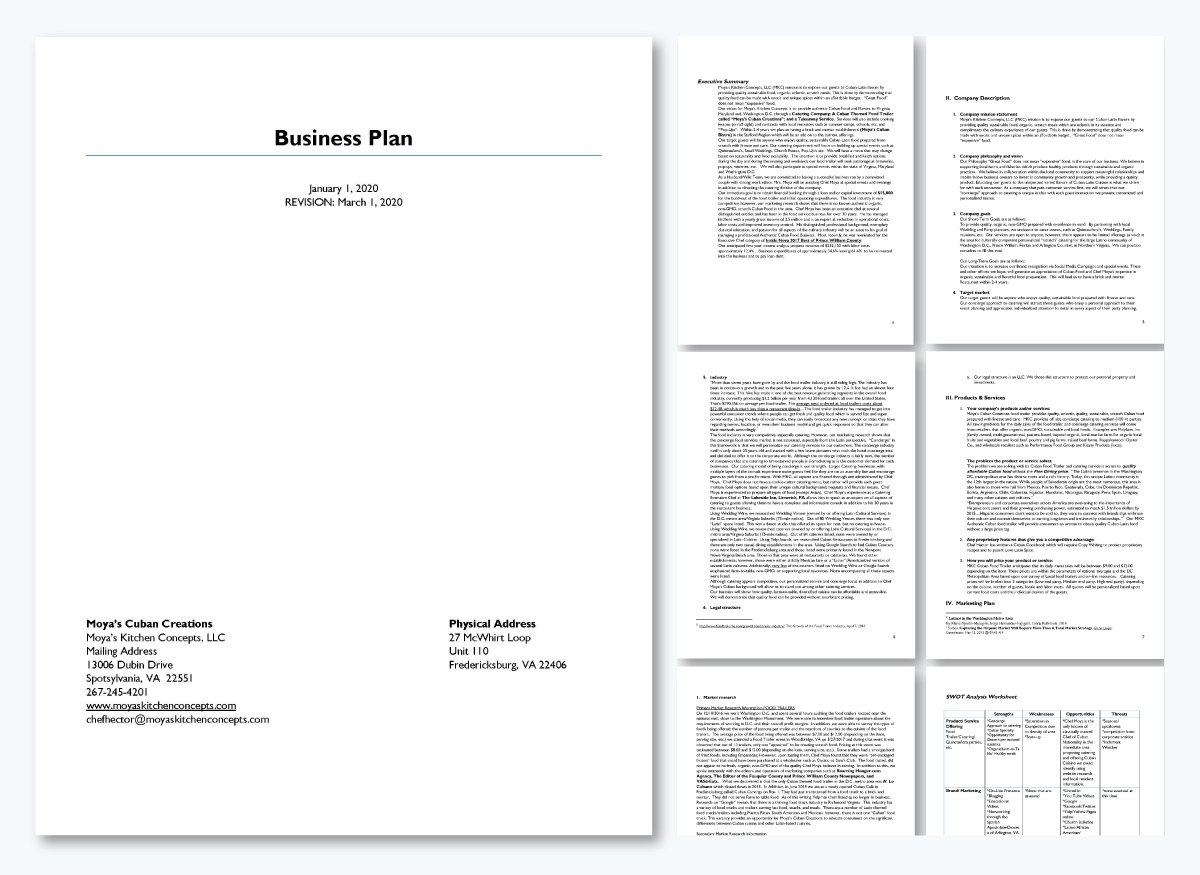 executive summary example - Moya’s Kitchen Concepts Business Plan