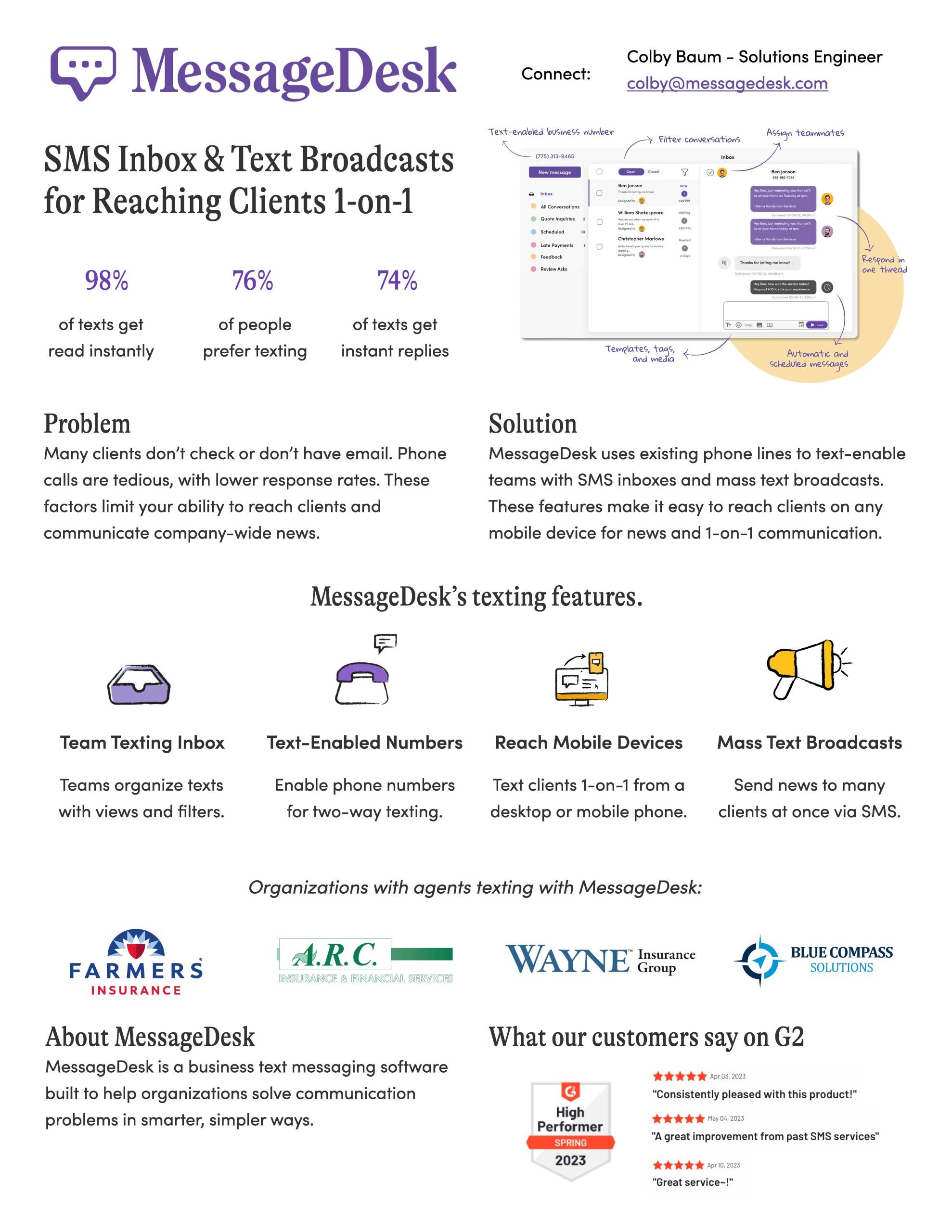 marketing one-pager by MessageDesk