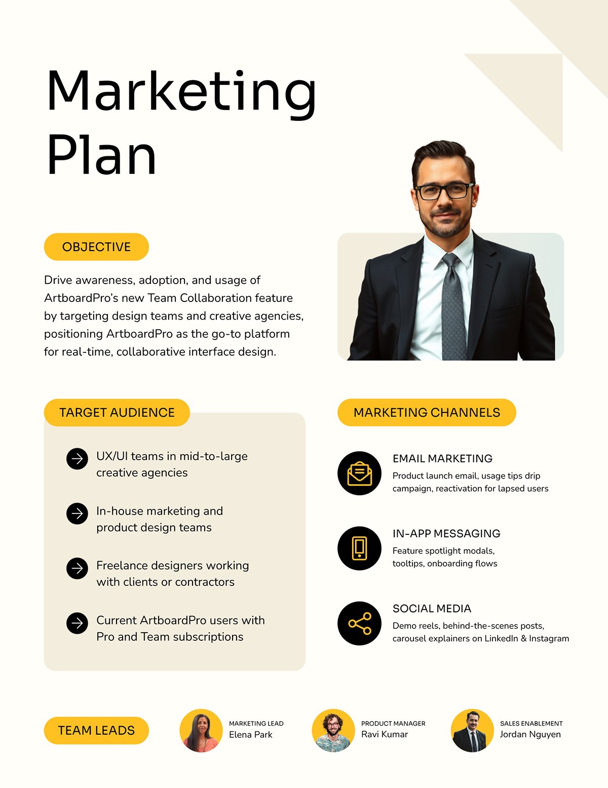 Marketing Plan One-Pager Layout