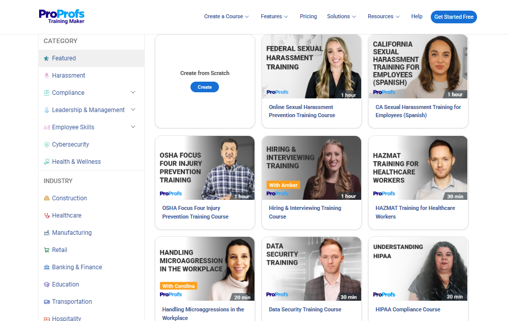 ProProfs LMS - UX Interface - Templates 