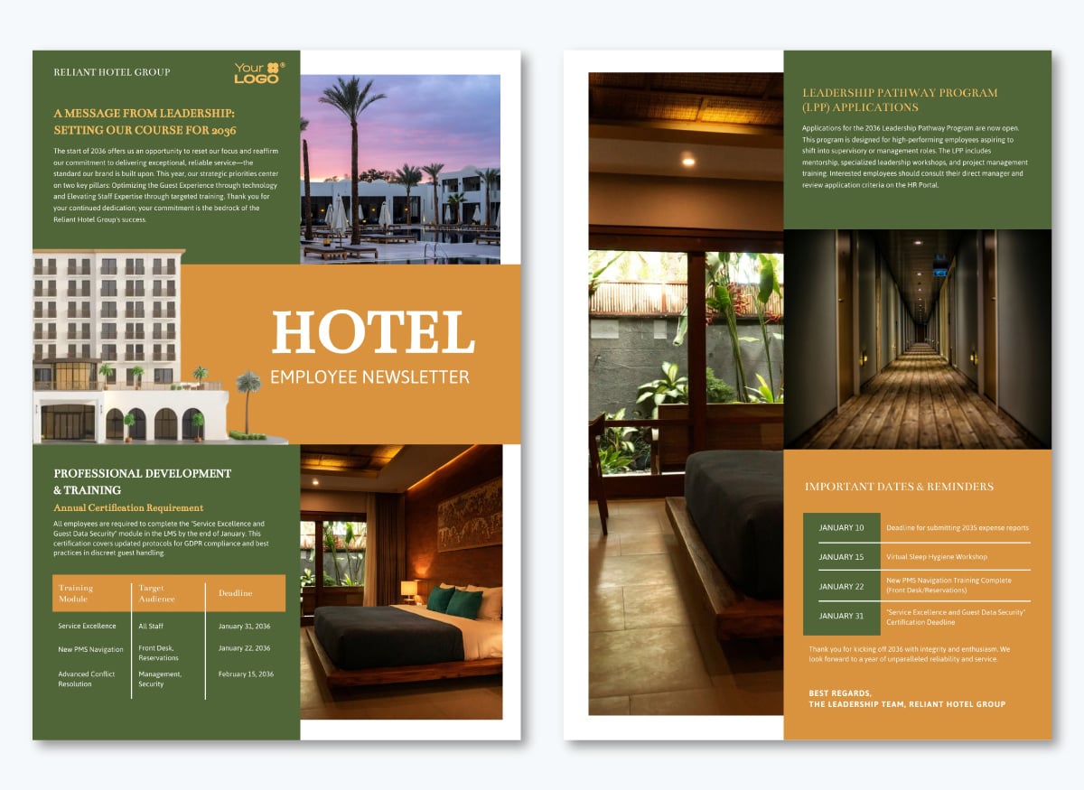 Hotel Employee Newsletter Template