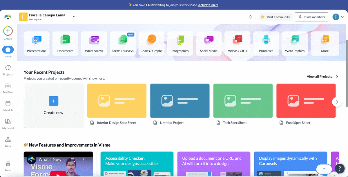 create a spec sheet from scratch or choose a template