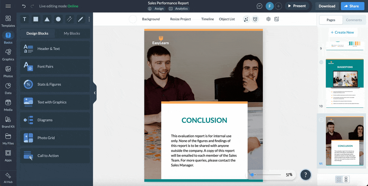 adding interactivity to sales performance reports