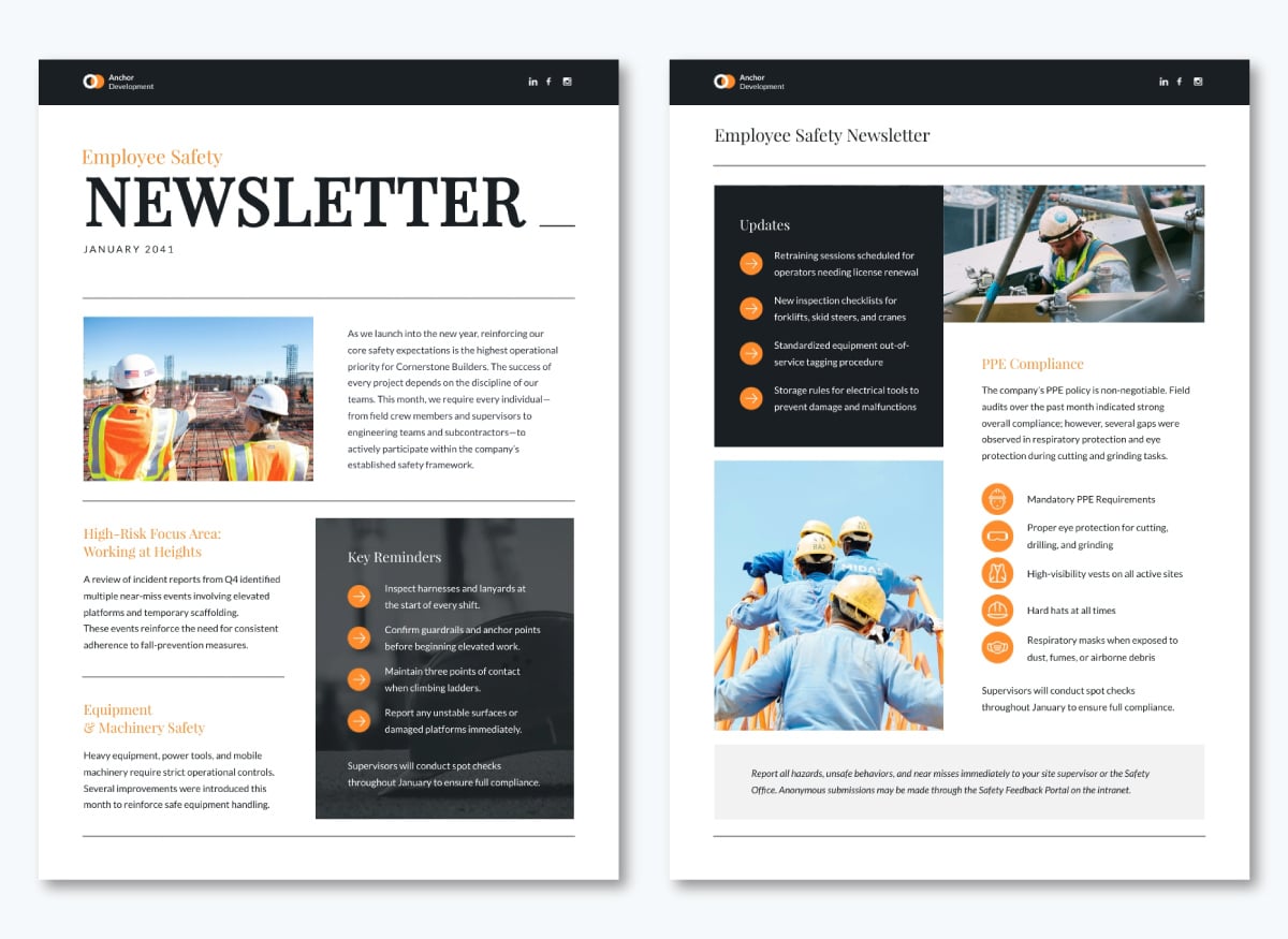 Employee Safety Newsletter Template