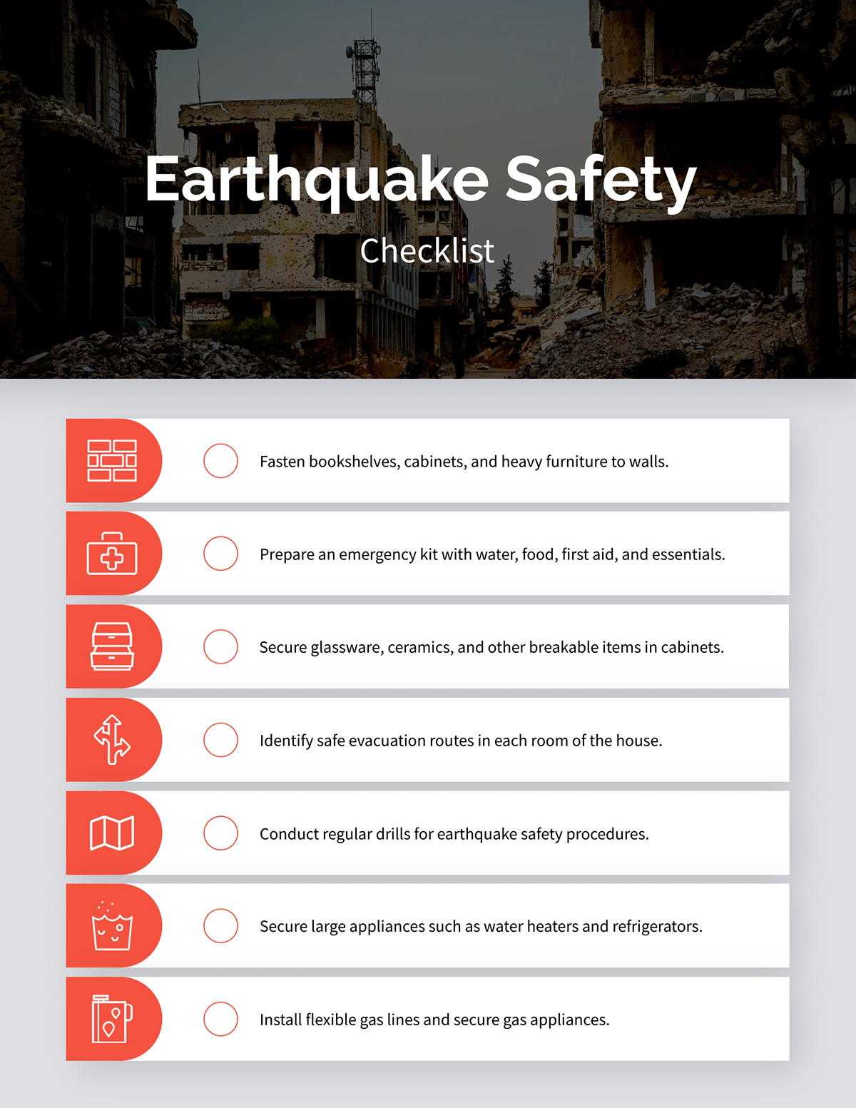 Types of Procedure content -Earthquake Safety Checklist Template