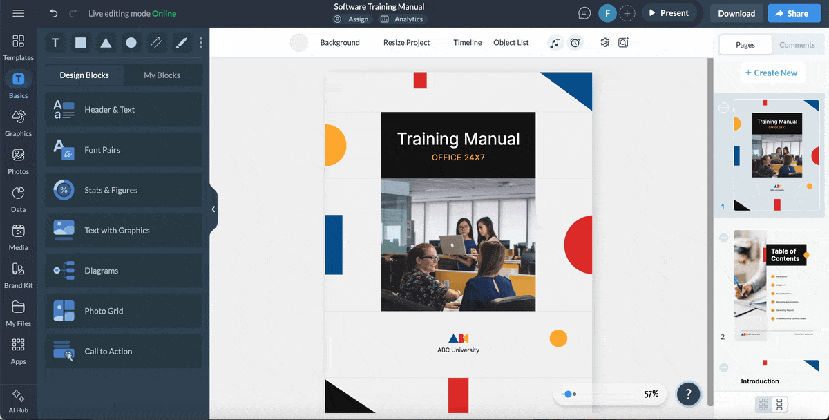 procedure content - GIF of change color theme, or text and then adding visuals like screenshots or diagrams