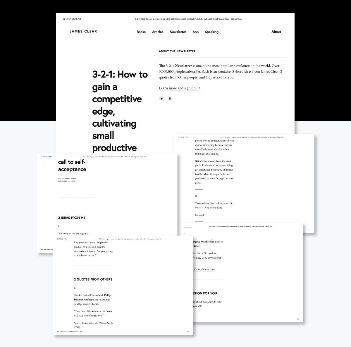 How to create an employee newsletter - James Clear's 3-2-1 Thursday newsletter 