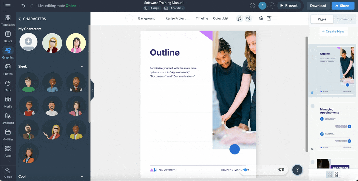 procedure content - a GIF of using Visme's AI writer in a procedure content