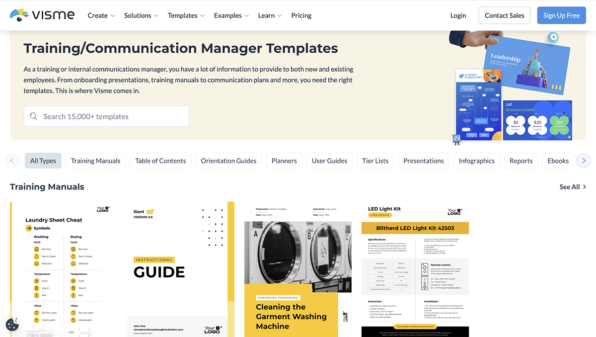 interactive training tools - training content templates in Visme