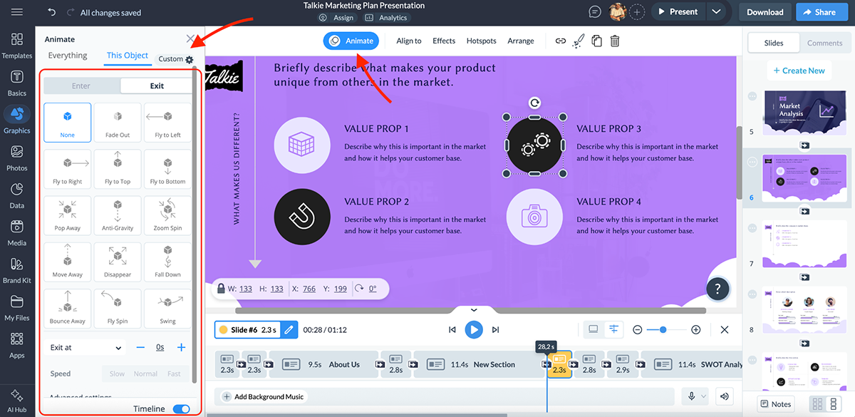beautiful.ai alternatives - animationn and interactivity with Visme