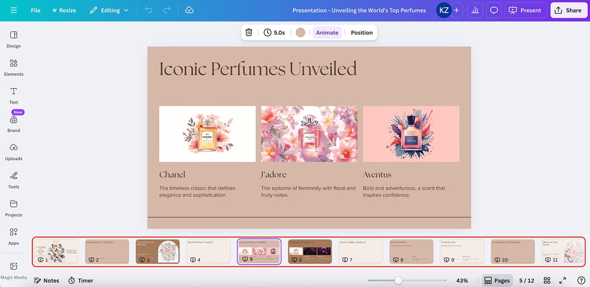 Genially alternatives - a screenshot of Canva's magic design feature