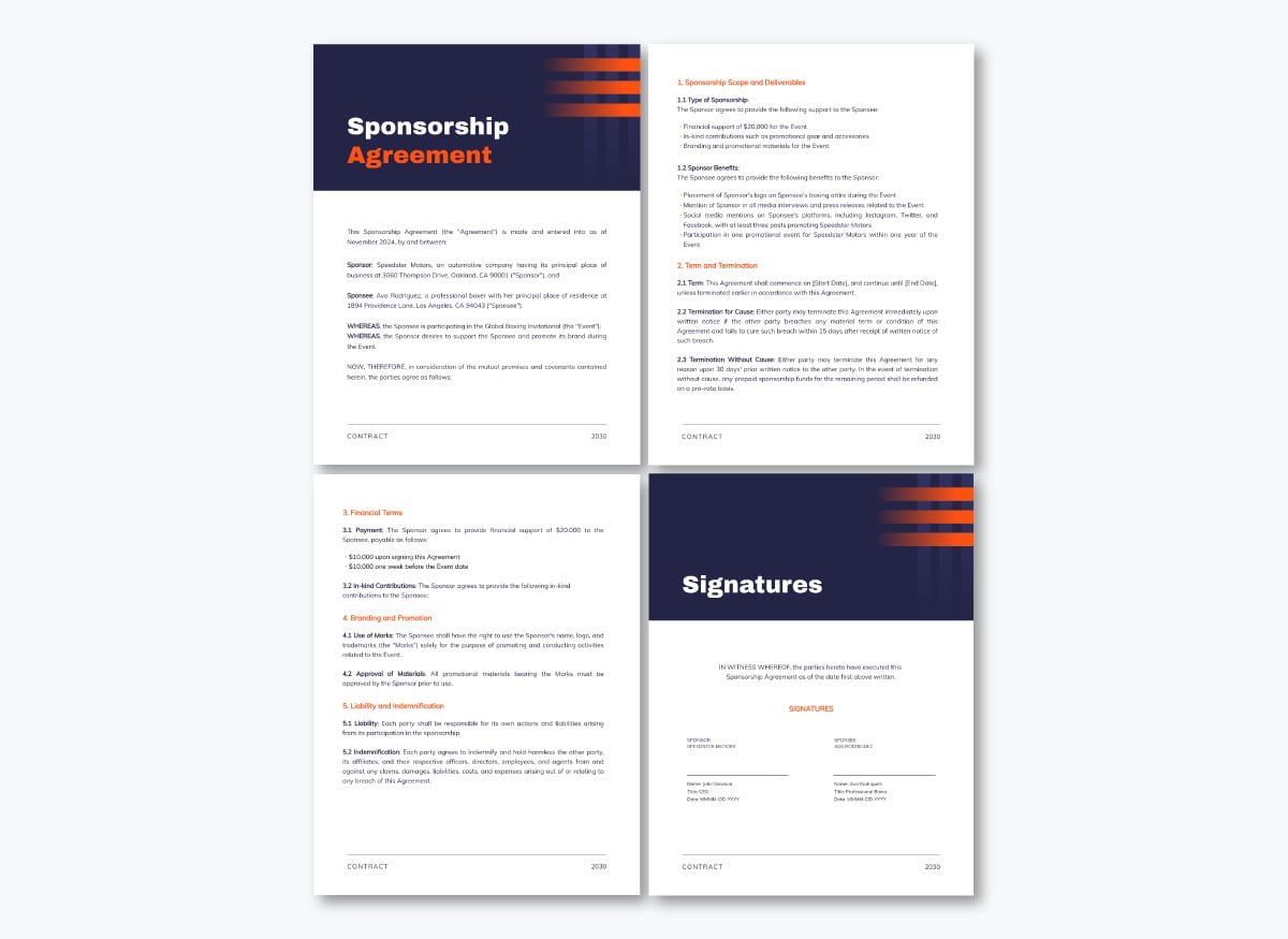 sports marketing - sponsorship contract template 