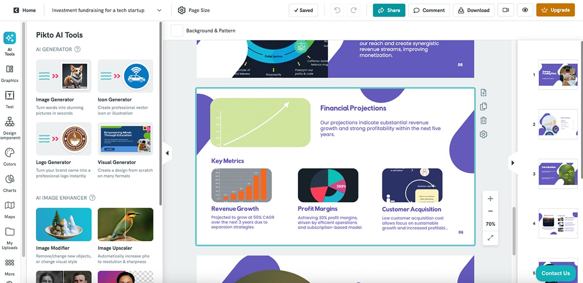 Genially alternatives - a screenshot of Piktochart’s AI presentation maker