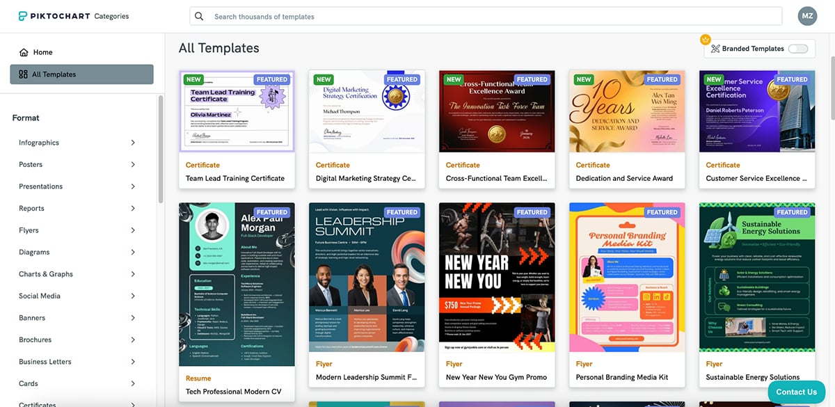 Genially alternatives - Piktochart's extensive library of templates