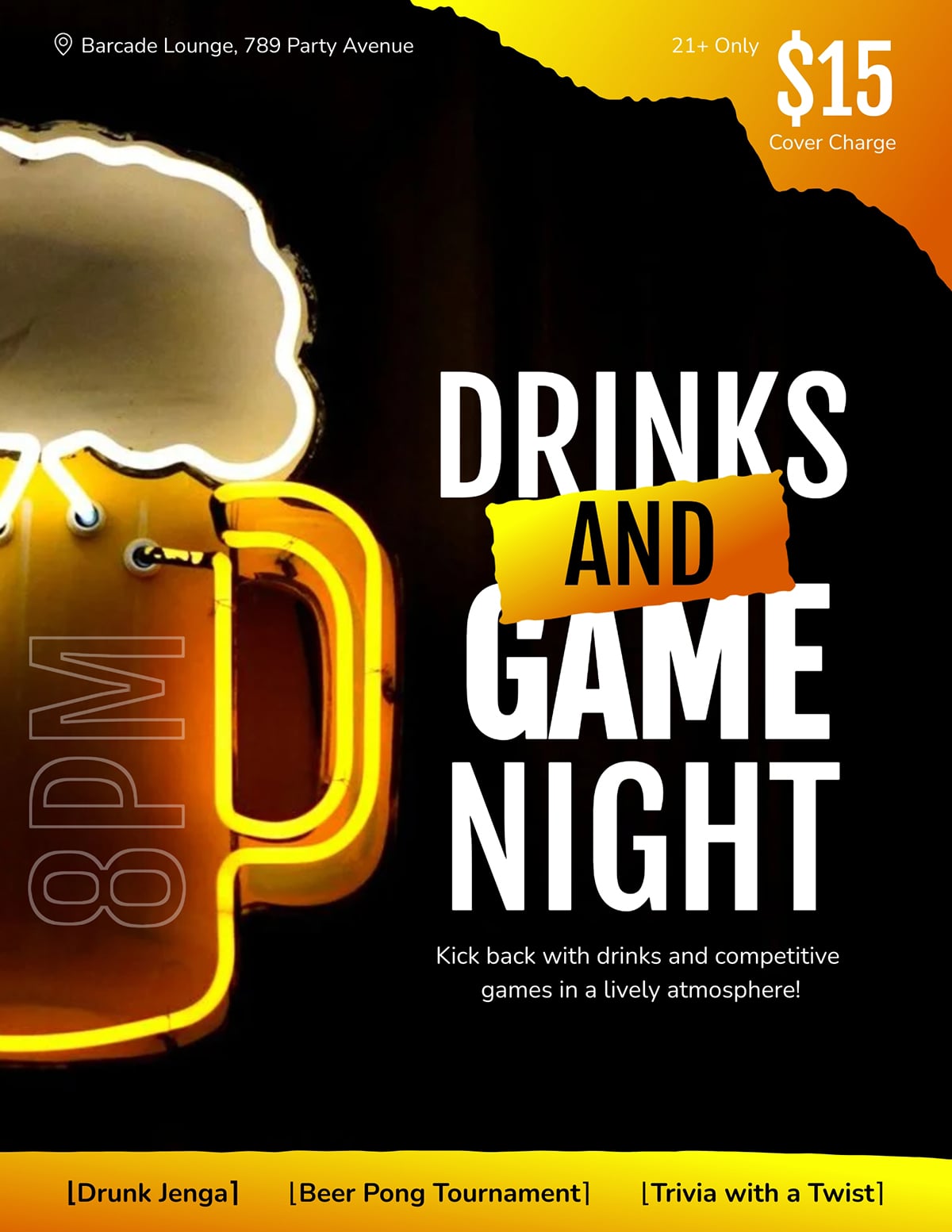 Drinks and Game Night Flyer