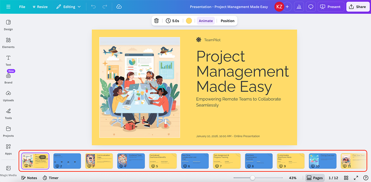 beautiful.ai alternatives - a presentation created using Canva's Magic Design