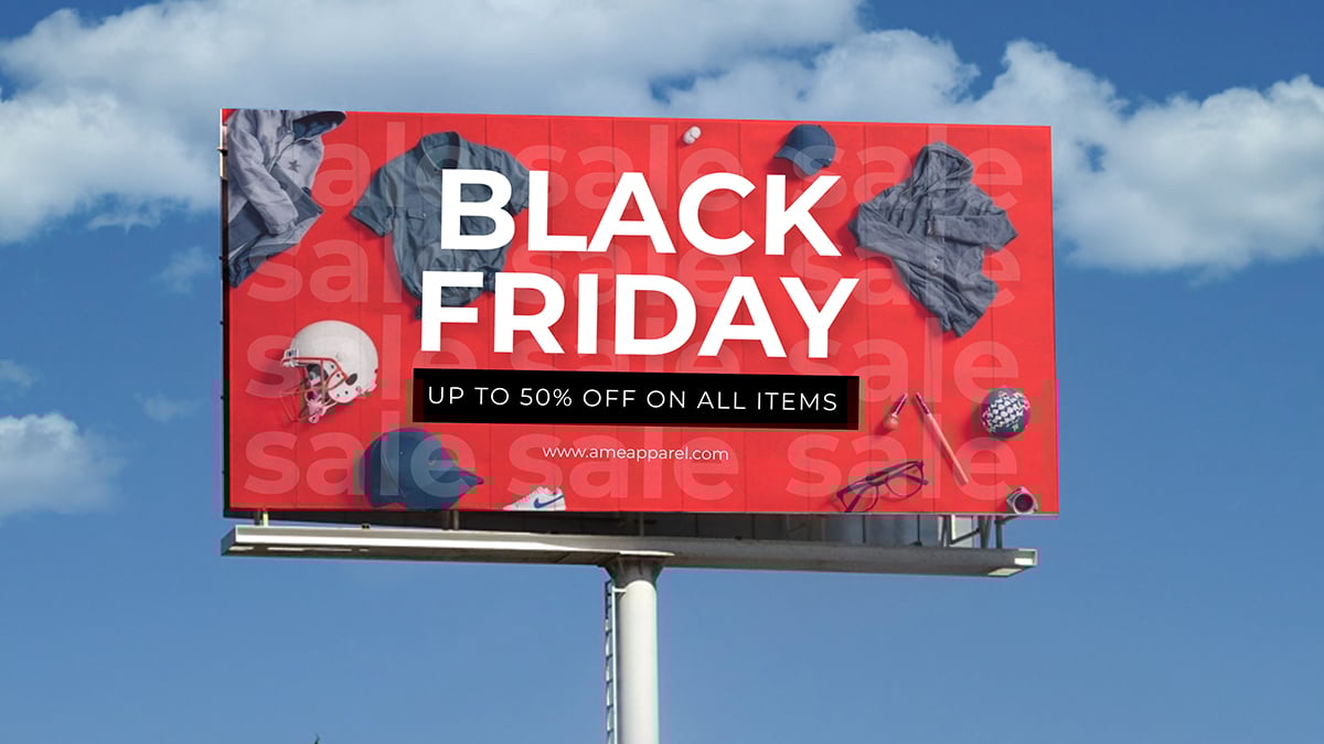 Black Friday Sale Billboard Mockup Wide
