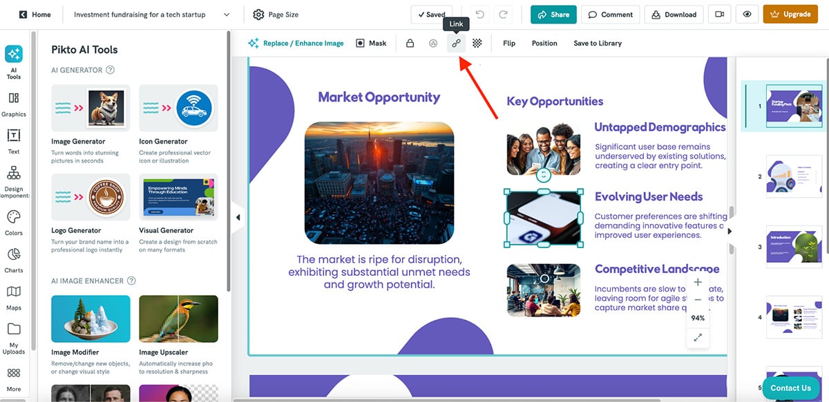 Genially alternatives - Piktochart's animation and interactive capabilities