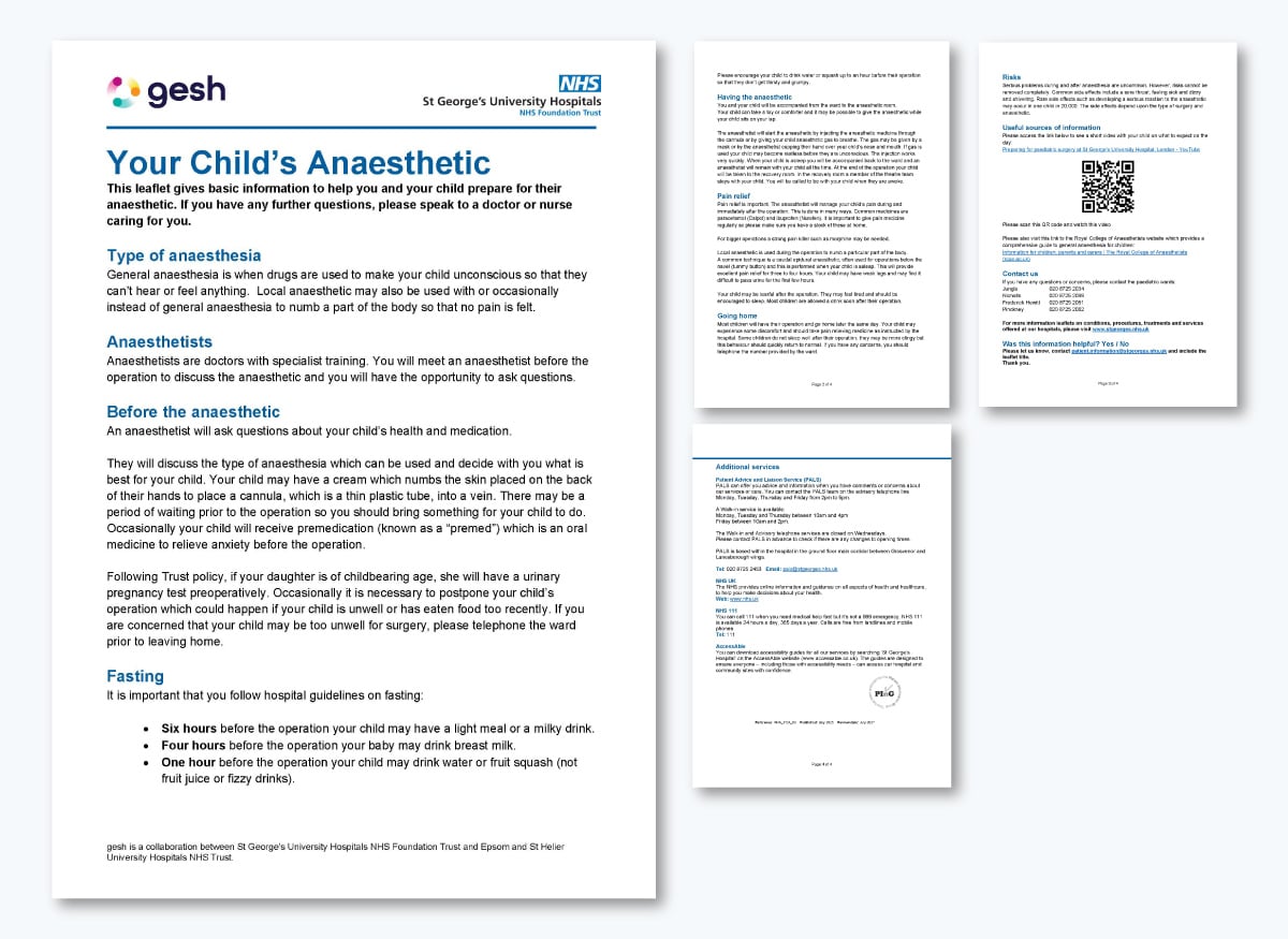 healthcare communication - Patient Information Leaflet (St George’s Healthcare NHS Foundation Trust)