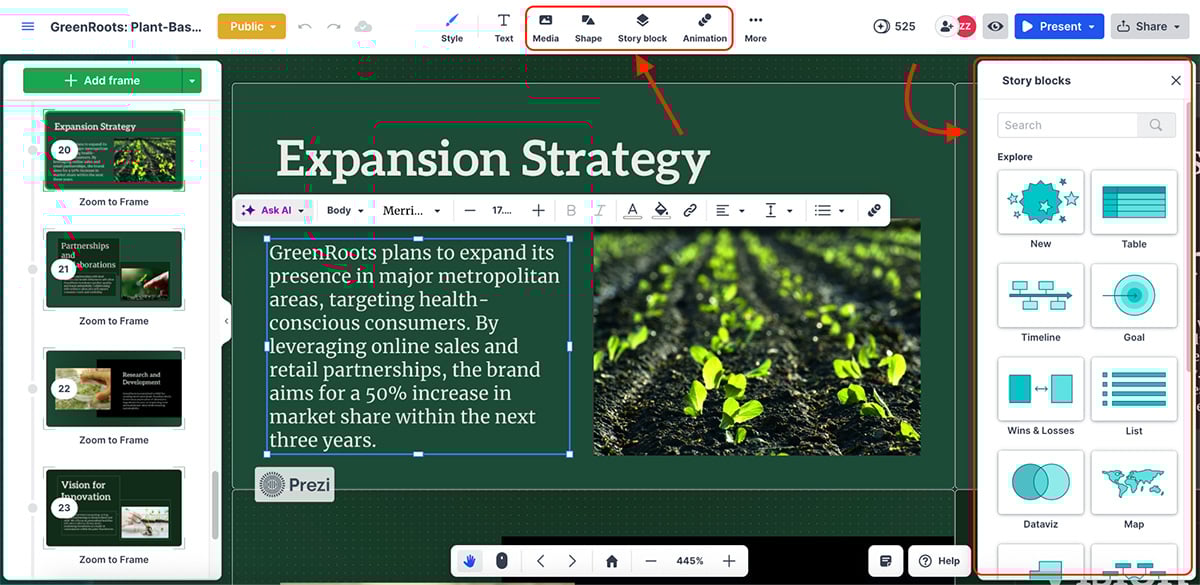 Genially alternatives - Prezi’s design assets