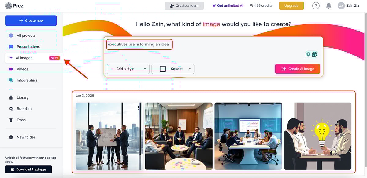 Genially alternatives - Prezi's AI image generator