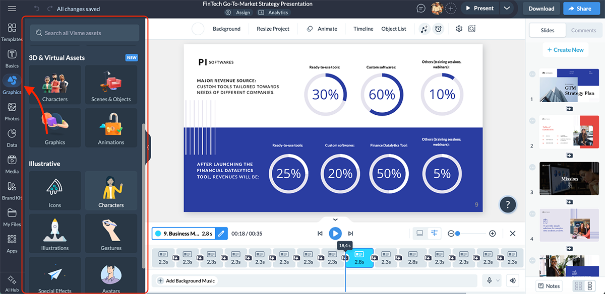 interactive training tools - asset library in Visme