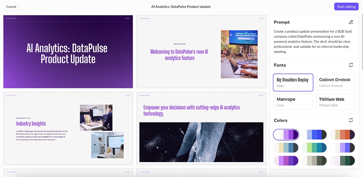 Genially alternatives -presentation created using Pitch’s AI presentation maker