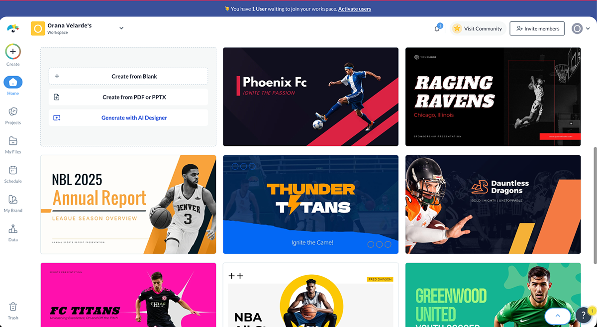 sports marketing - Visme interface