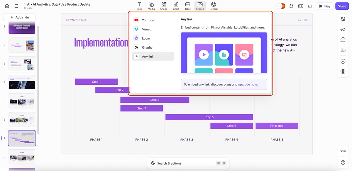 Genially alternatives - embed options in Pitch