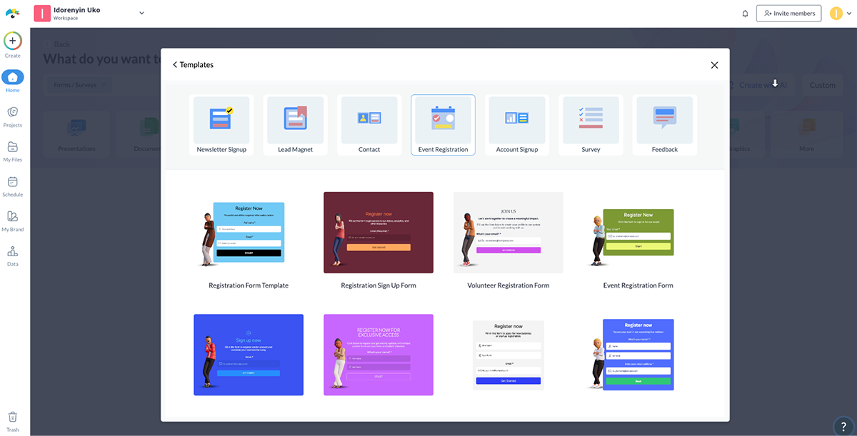 Visme forms template