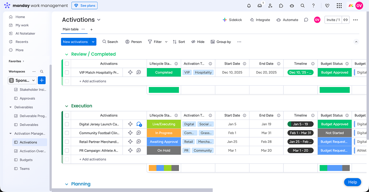 sports marketing - Monday.com