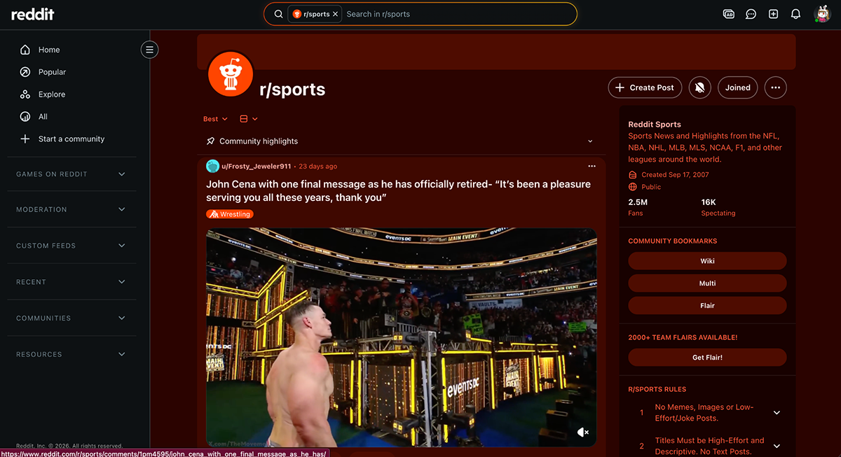 sports marketing - Reddit fan communities