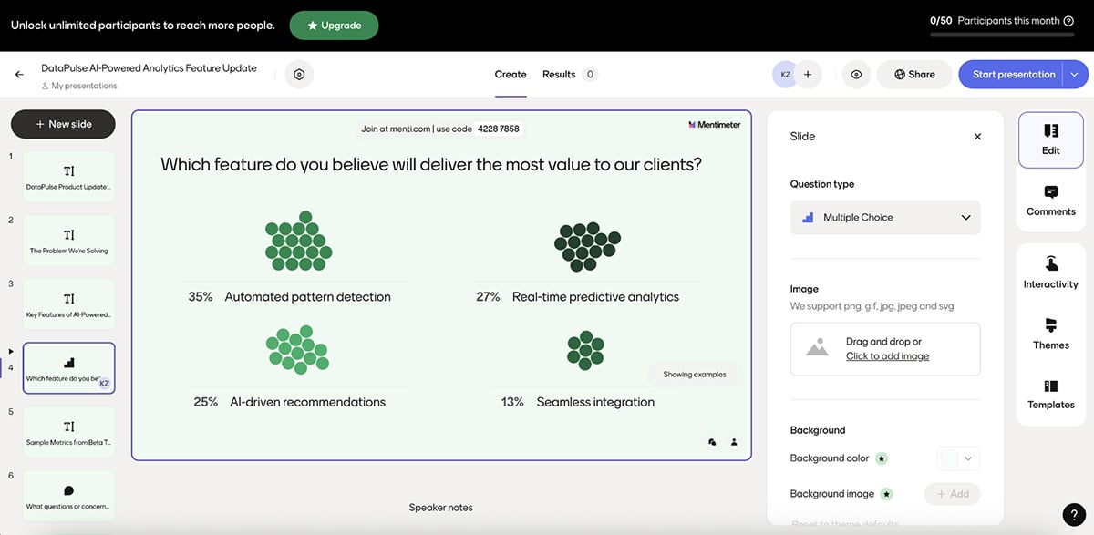 Genially alternatives - quiz-based presentation made using Mentimeter