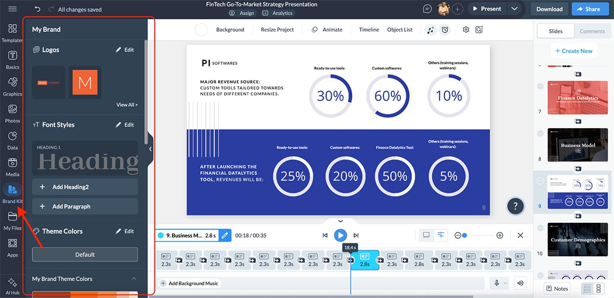 setting up brand kit in Visme