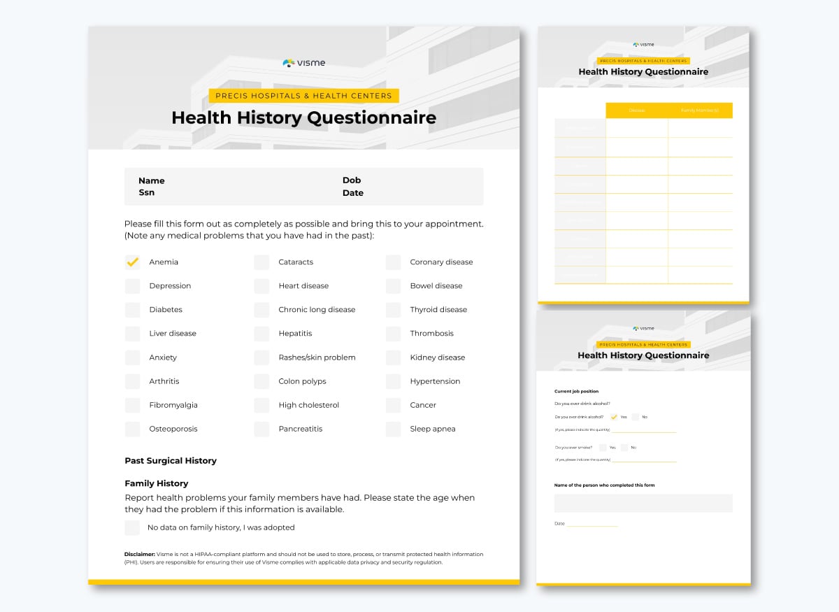 Healthcare Communication - Medical History Questionnaire Worksheet