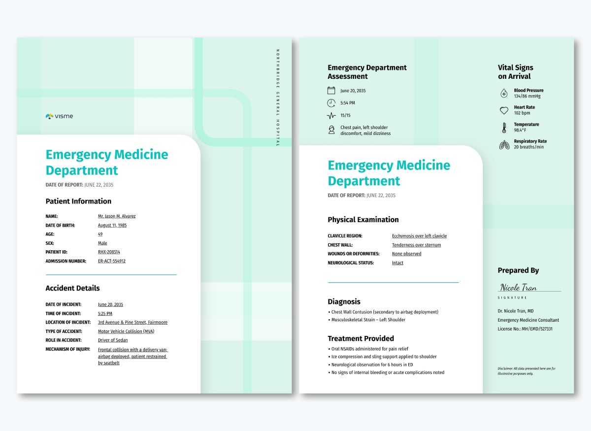 Healthcare communication - Hospital accident medical report