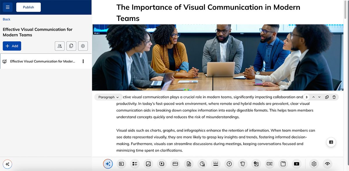 interactive training tools - course I made using TalentLMS’s AI course generator 