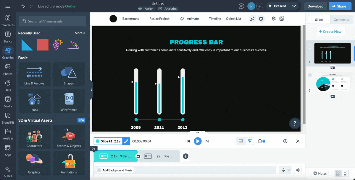 Canva alternatives -Progress widgets in Visme