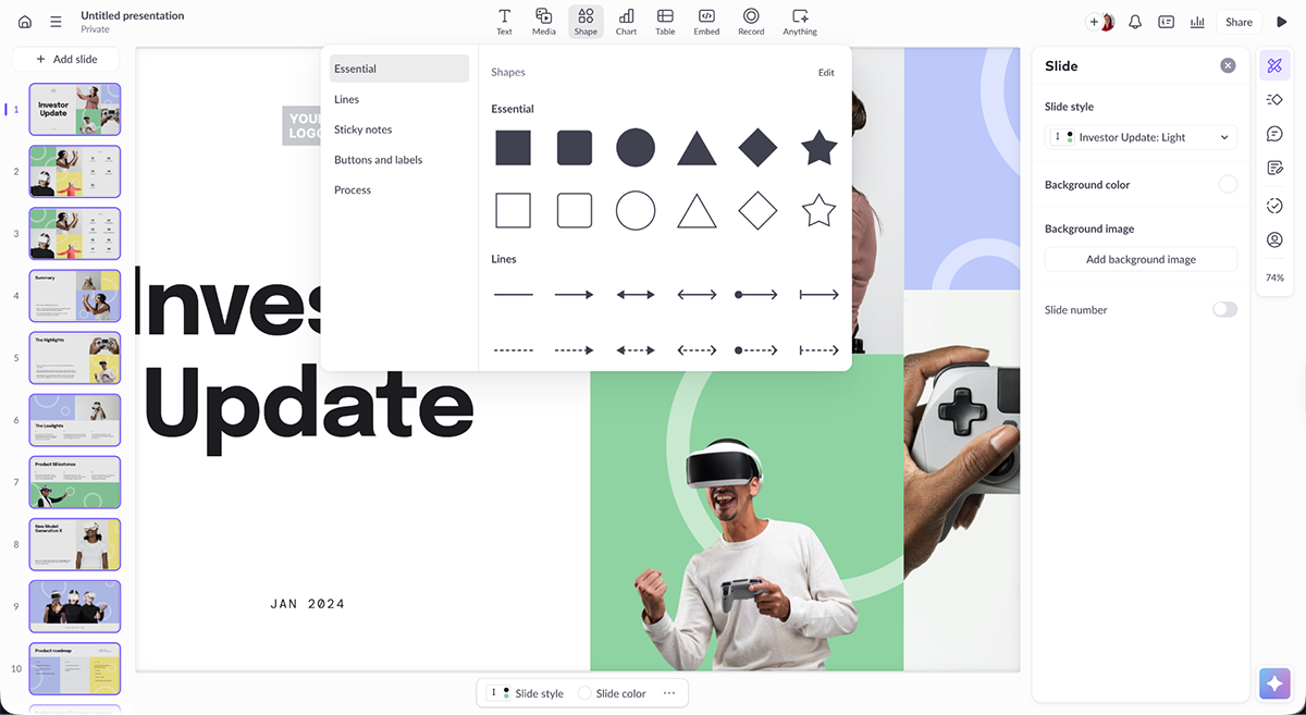 best presentation software - Pitch's asset library