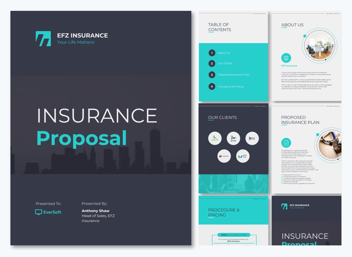 Insurance proposal template in Visme